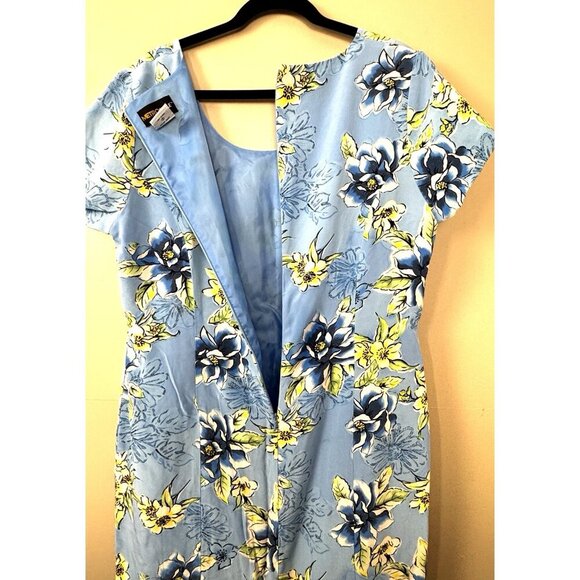 Metro Style Blue Silk Floral Maxi Dress 14 Elegant Fitted Summer Garden Cottage - Picture 5 of 14